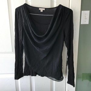 Black Illusion Scoop Neck Long Sleeve Shirt